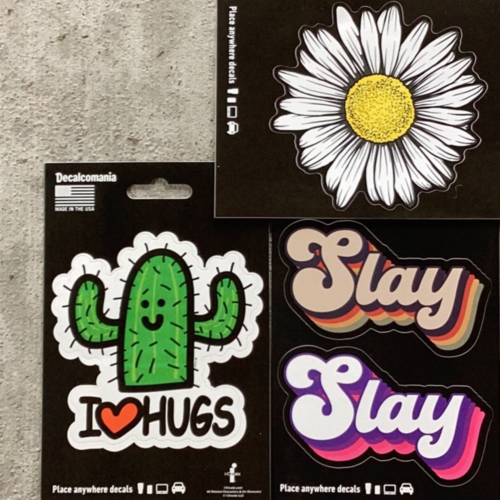 Bundle of 3 decal sheets “I love hugs” Cactus 🌵, Slay, and flower